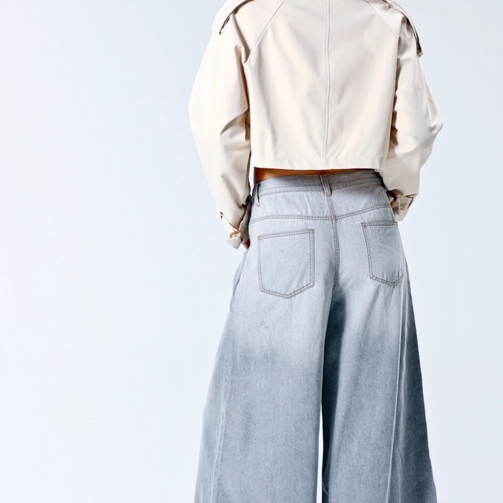 Mazik Light Gray Wide Leg Jeans - Picture 9 of 10